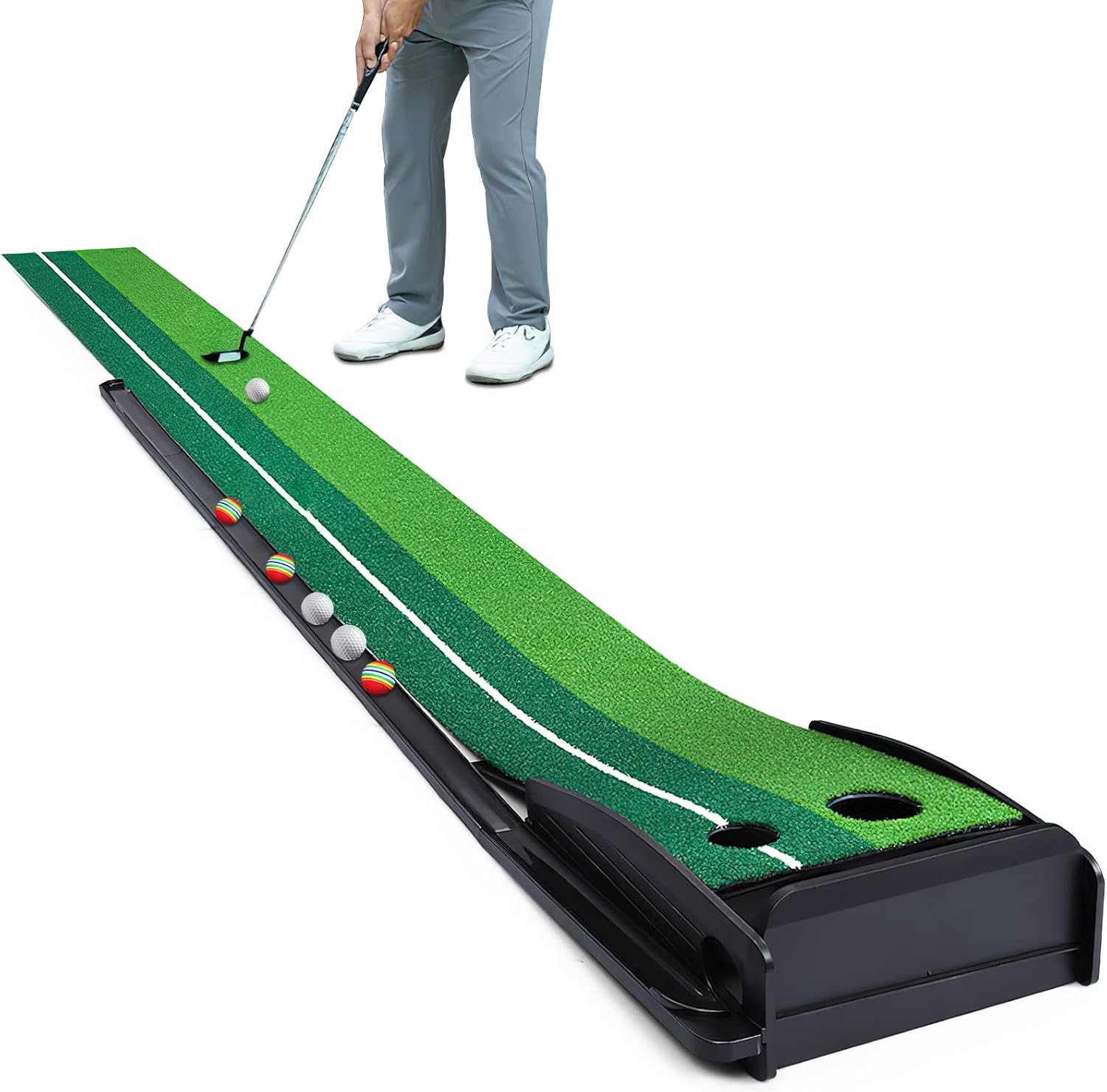 Qutumill Putting Green Golf Putting Mat for Indoor, Putting Matt with Auto Ball Return, Mini Golf Set Golf Accessories for Men, Indoors Golf Matt image number 6