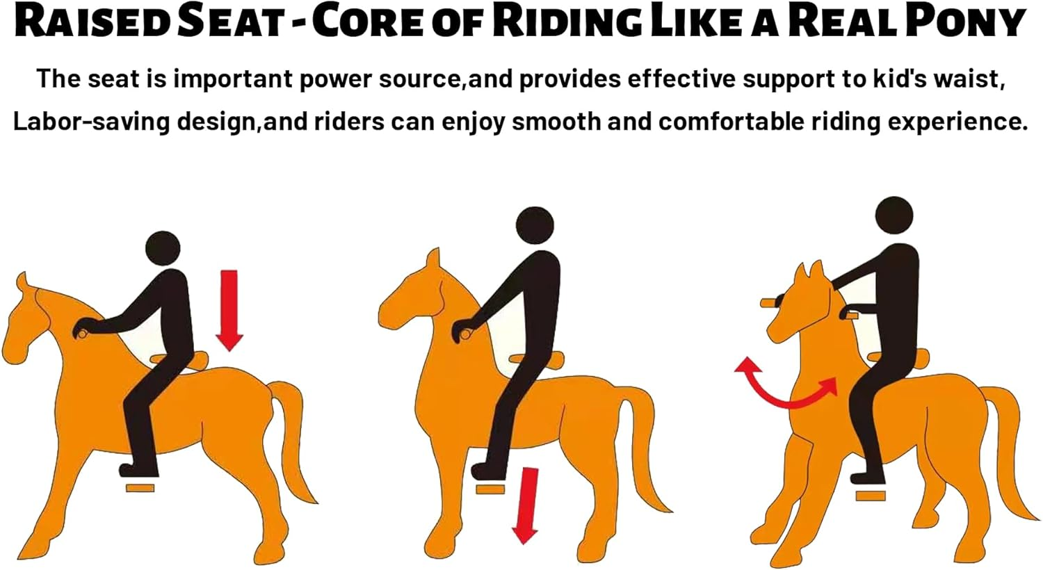 Ahatech Walking Horse Ride on Toy Plush Animal Brown Pony Small Medium Size for Ages 3-14 Years Rockin' Rider Coffee Stable Horse Ride on (Ages 3-6 Years, Brown) image number 4