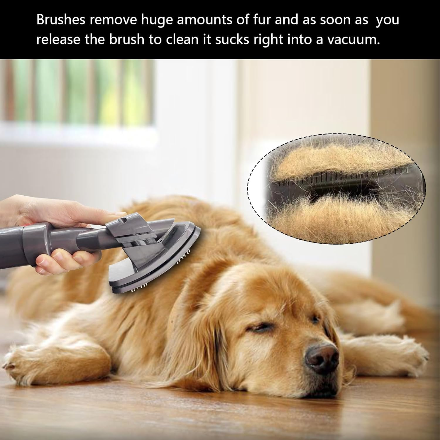 Groom Tool Attachments Brush with Trigger Lock & 24In Extension Vacuum Hose,Pet Dog Grooming Brush Compatible with Dyson V7 V8 V10 V11 V12 V15 Vacuum-4Pcs image number 6