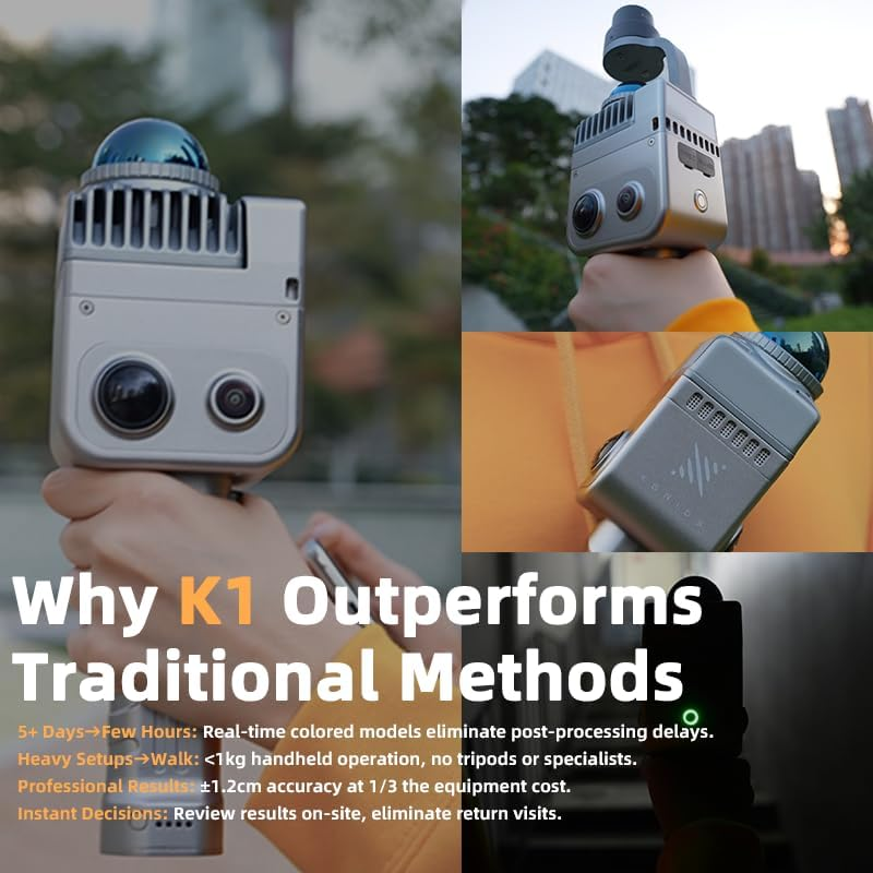 Lixel Kity K1, Compact Handheld 3D Scanner, 48 MP Panorama Cameras, High-Precision 3D Reconstruction, Real-World 3D Rendering, Real-Time Modeling for Professionals and Hobbyists image number 4