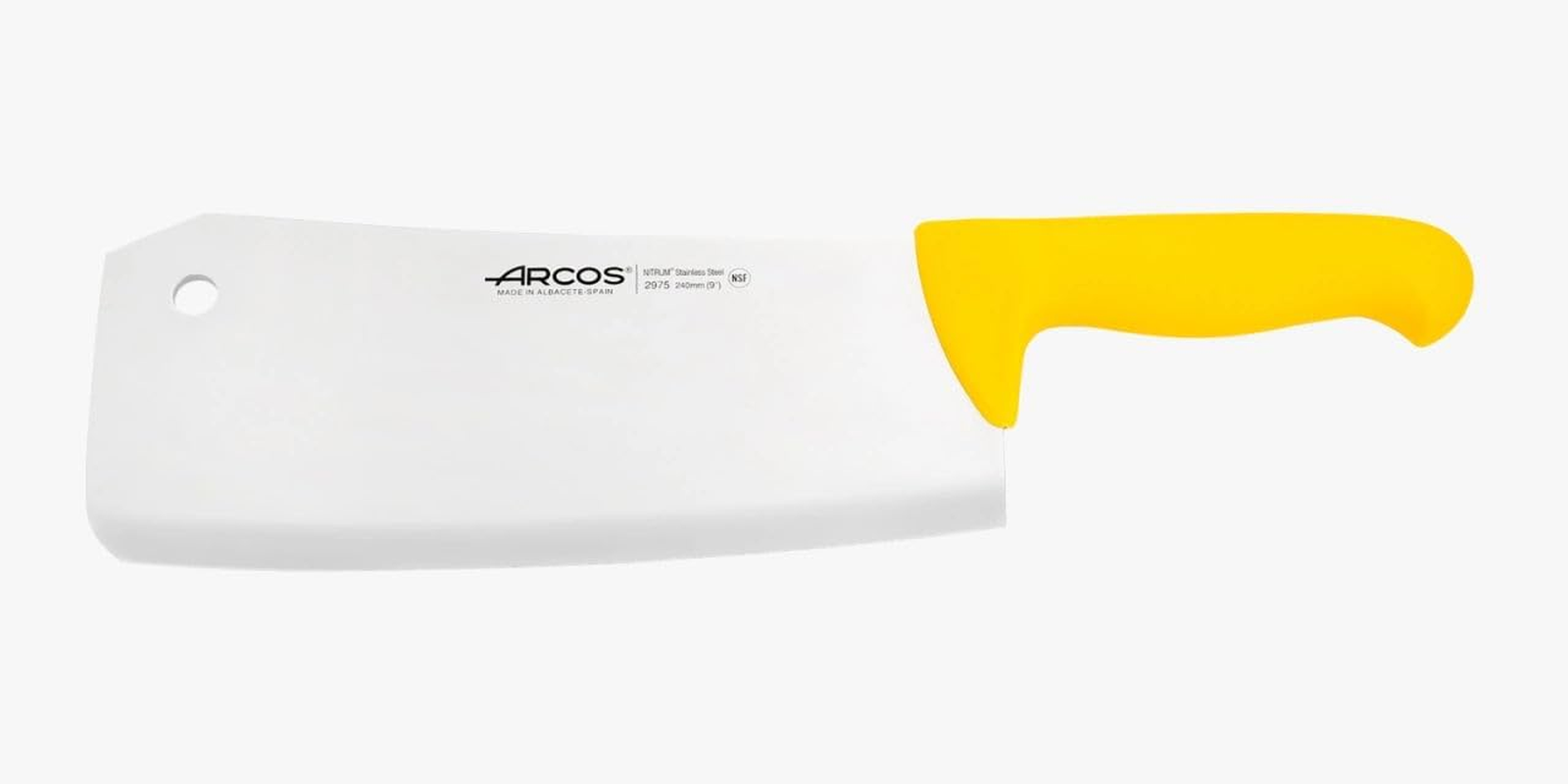 Arcos Cleaver Knife 9 Inch Nitrum Stainless Steel and 240 Mm Blade. Professional Butcher Knife. Ergonomic Polypropylene Handle. Series 2900. Color Yellow