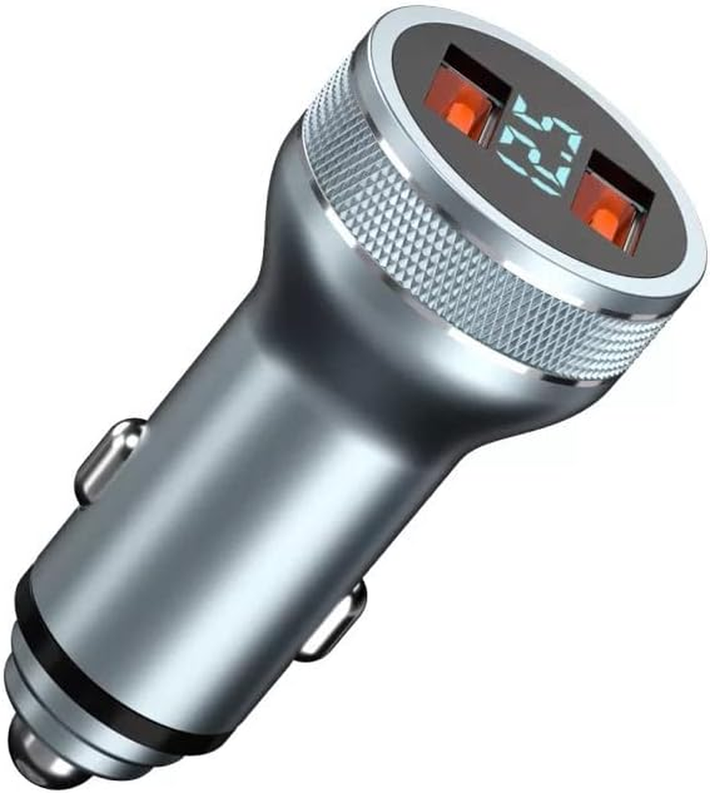 Universal Metal Dual USB Ports LED Voltage Detector Display Car Charger Socket, 2 Port Fast USB 18W Car Adaptor Cigarette Lighter USB Car Phone Quick Charge QC3.0 for Iphone, Samsung, Xiaomi, HTC Ipad image number 6