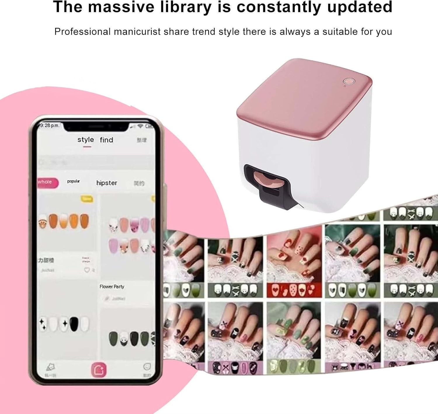 Portable Smart Nail Art Printer, Intelligent 3D Nail Painting Machine with App Control, Automatically Recognize Nail Shape, Digital Mobile Nail Printer for Home, Nail Studios image number 4
