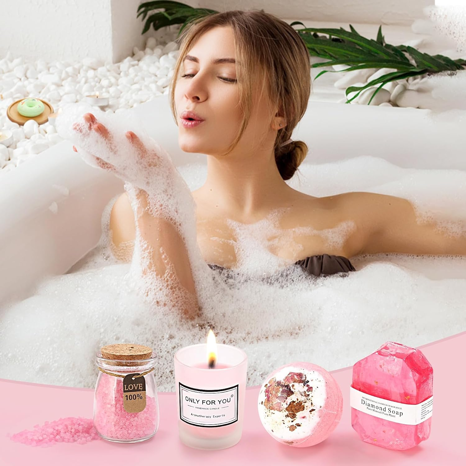 Birthday Gifts for Women - Relaxing Spa Gift Basket Set, Valentines Day Gifts, Galentines Day Gifts, Gifts for Mom Her Friend Grandma