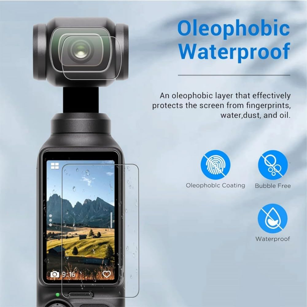 FTRONGRT Protective Film for DJI Osmo Pocket 3, 2 Pieces Lens Protector + 2 Pieces Screen Protector, Bubble-Free, Anti-Scratch, anti Dustproof Screen Protector for DJI Osmo Pocket 3 Transparent image number 2