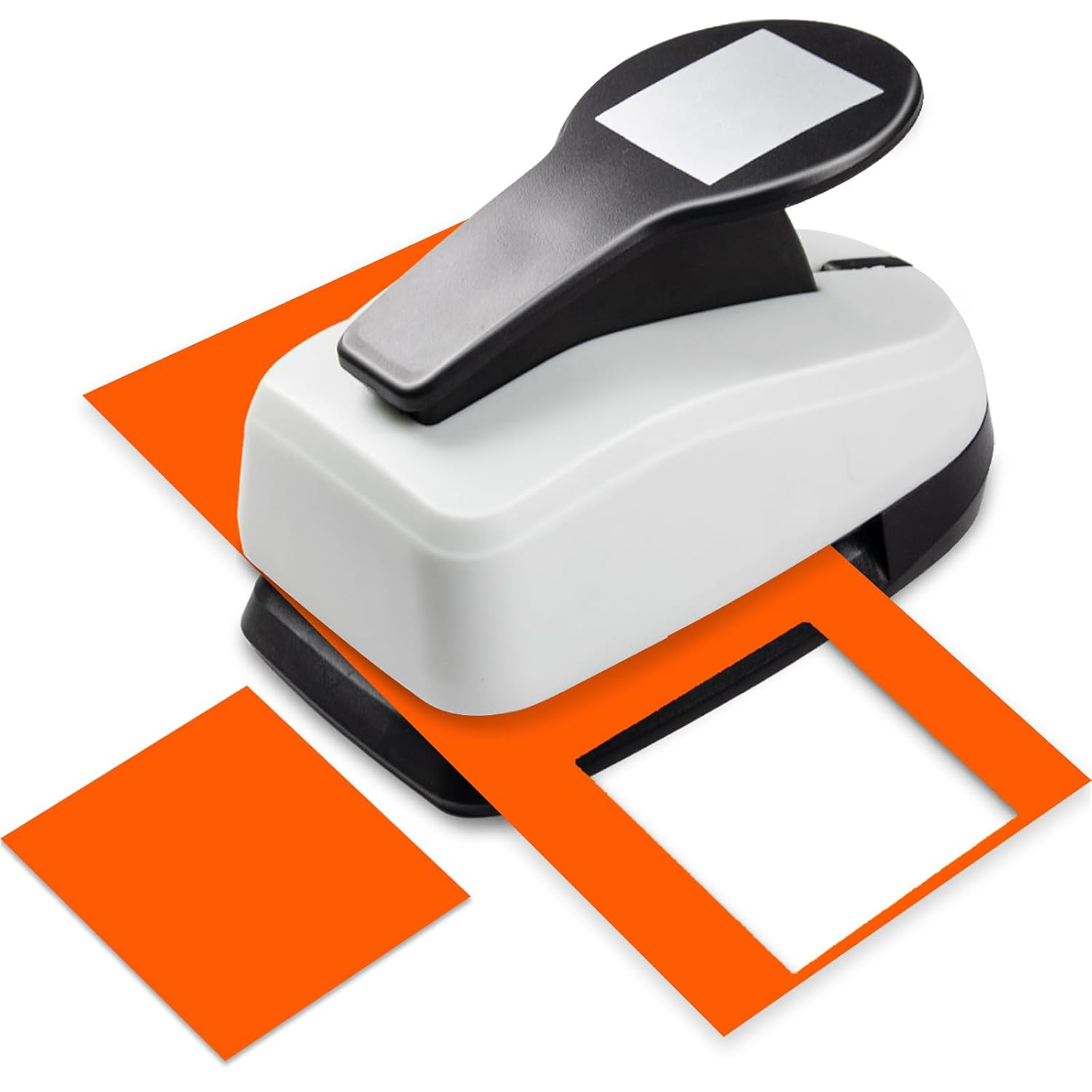 HKKYO Square Punch 1.9 Inch Square Hole Puncher for Crafts, Orange Plastic and Metal Handle, 4.41 X 2.95 X 2.76 Inches