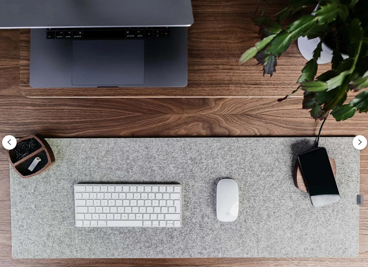 Desk Pad, Desk Protector Pad, Non-Slip 0.12 Inch Thick Large Mouse Pad, Felt Desk Mat, Writing Mat for Office and Home (Light Gray, 90 * 30CM) image number 1