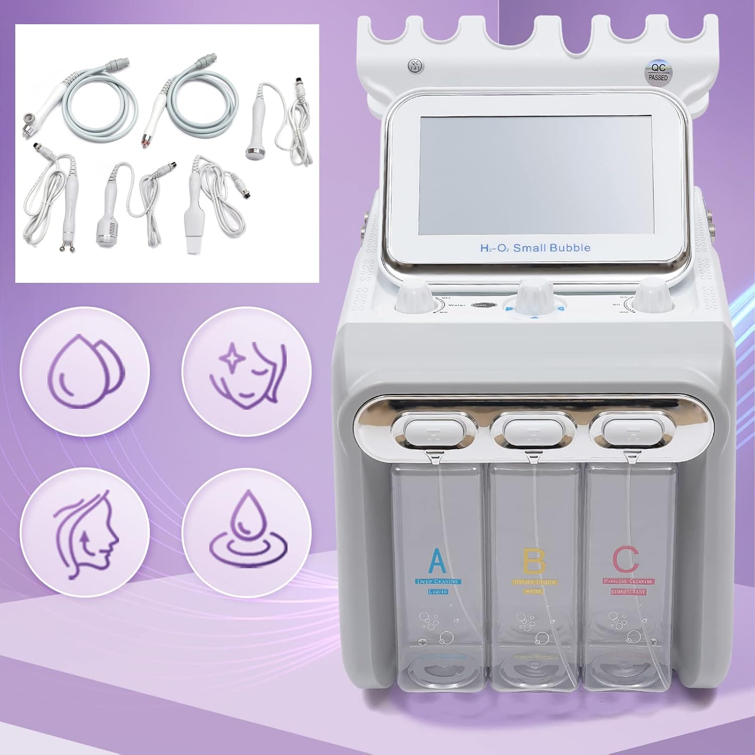 6 in 1 Vacuum Face Cleaning Hydro Water Oxygen Jet Peel Machine, Professional Skin Rejuvenation Machine with Smart Screen, Beauty Instrument Kit for Spa and Home Use image number 6