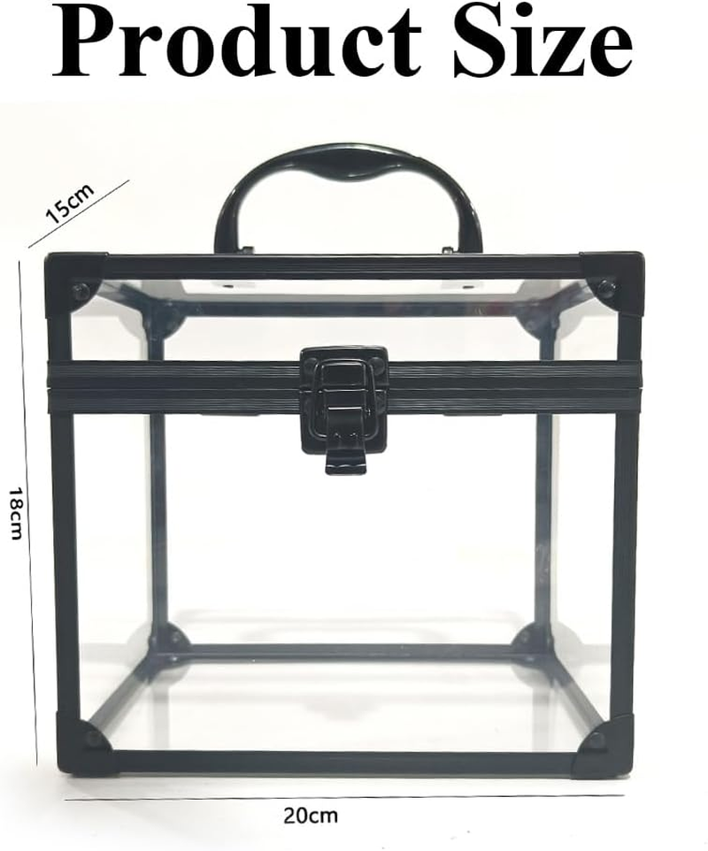 Portable Makeup Box, Aluminium Beauty Cases, Acrylic Display Case, Toiletry Cosmetic Box, Transparent Case, Travel Makeup Tools Container, with Latches and Handle, Black image number 2