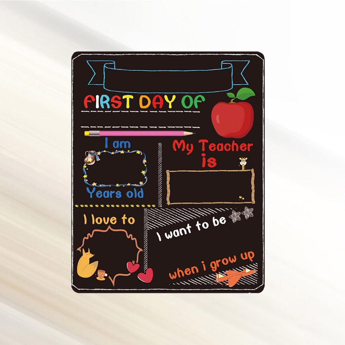 STOBOK Kid School Message Board 1St Day of Kindergarten Personalized First Day Board First Day of School Chalkboard of School School Board Sign Erasable Props Bamboo Student, 25X20Cm, Black image number 5