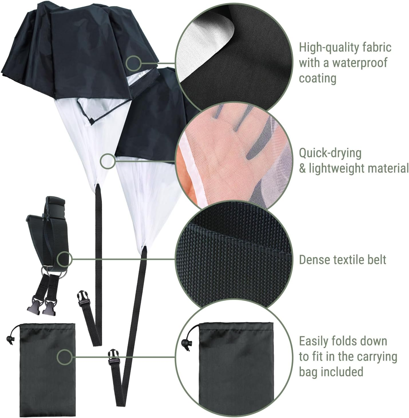 XL Double Parachute for Speed Training, Running Speed Training Parachute 56 Inch Pack of 2, Running Parachute Speed Training image number 2