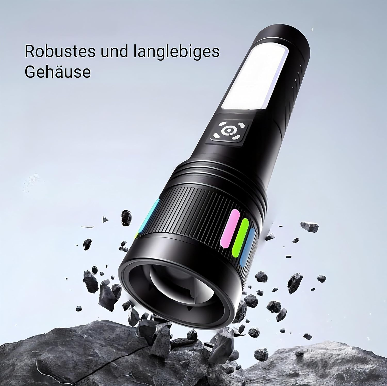 Milkystreet Tip: LED Torch with Zoom, COB Side Light, Extremely Bright, Aluminium, Integrated Battery, USB-C Rechargeable for Outdoor, Hiking, Camping or at Home as an Emergency Light image number 1