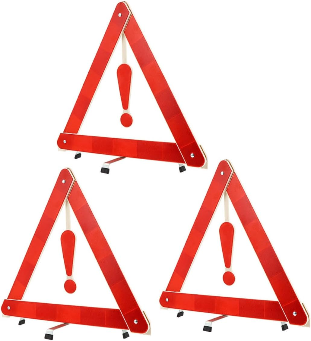 SOLUSTRE 3Pcs Reflective Road Markers Safety Triangles Emergency Triangles for Highway Warning Reflective Sign Roadside Reflectors image number 5