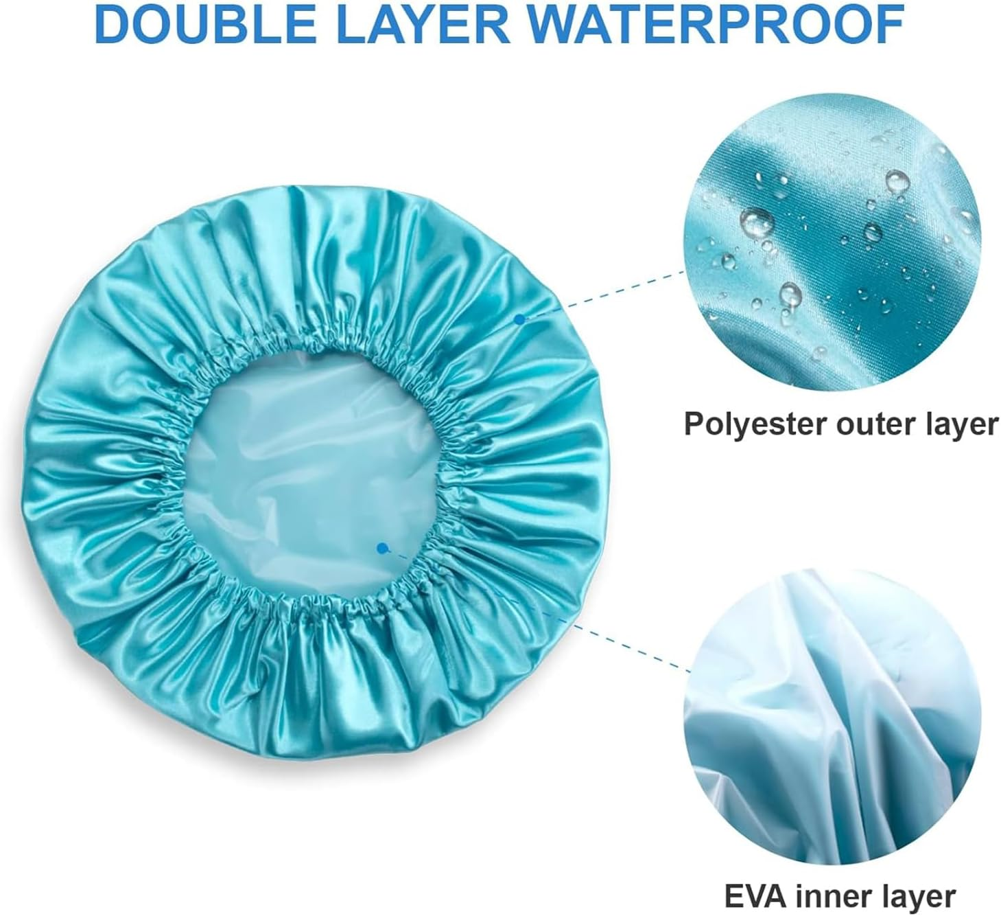 Shower Caps for Women,4 PCS Waterproof Bath Caps,Elastic and Reusable Shower Hair Cap,Double Layers Hair Cap,Environmental Protection Bathing Hat (Multicolour) image number 6