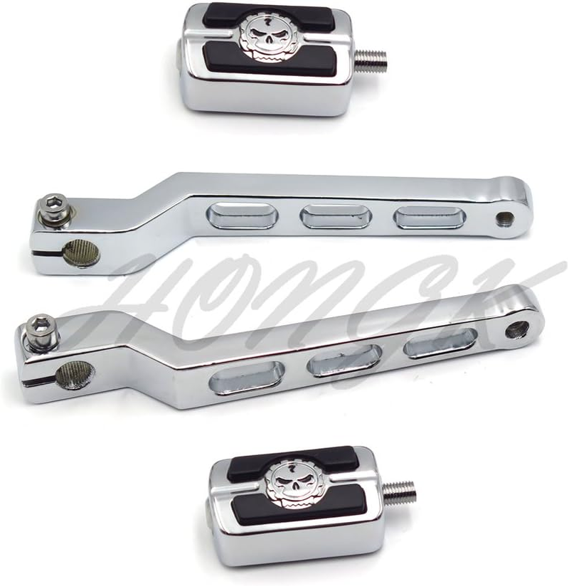 HONGK- Chrome Aluminum Heel/Toe Shift Levers with Skull Shifter Pegs Compatible with H-D Heritage Softail FLST 1986-Later [B07FDKPVMN] image number 3