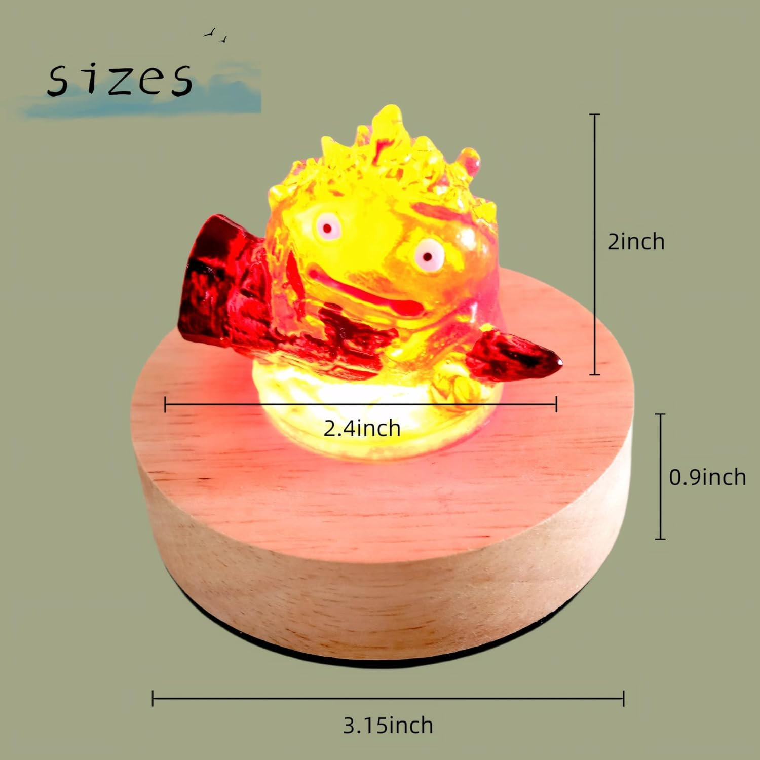 ORALEAF Calcifer Night Light with Remote Control - Multi-Color Adjustable LED Lamp Statue Inspired by Howl'S Moving Castle