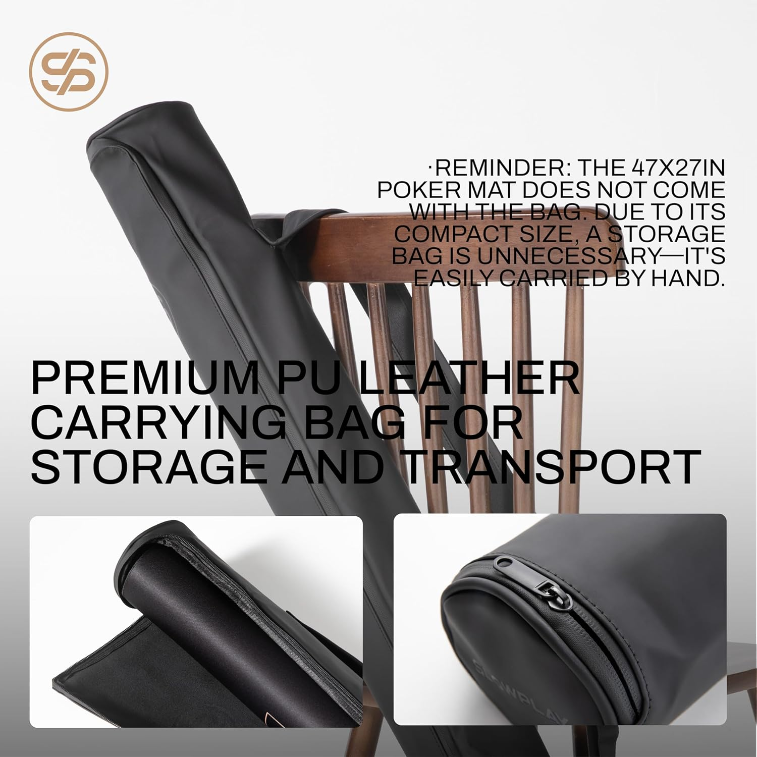 SLOWPLAY Nash 120Cm round Poker Mat for Texas Holdem | Portable Poker Table Top with Art Deco Layout Print,Hemmed Edges,Green Smooth Surface, Carrying Tube for Card Games Everywhere image number 1