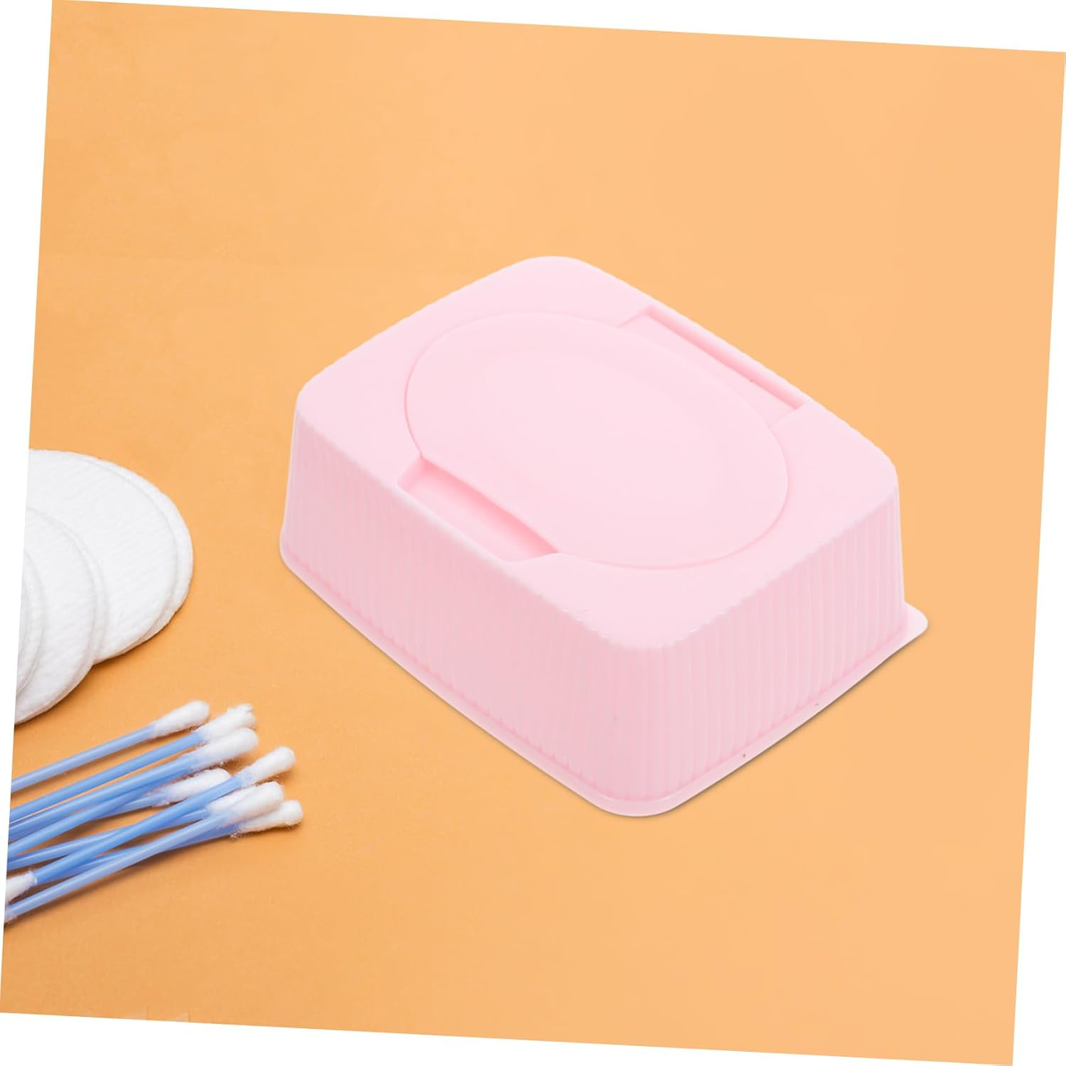 Baby Wipes Dispenser Flip Lid Pink Plastic Wet Tissue Box Dustproof Storage Container for Nursery Travel and Bathroom image number 3