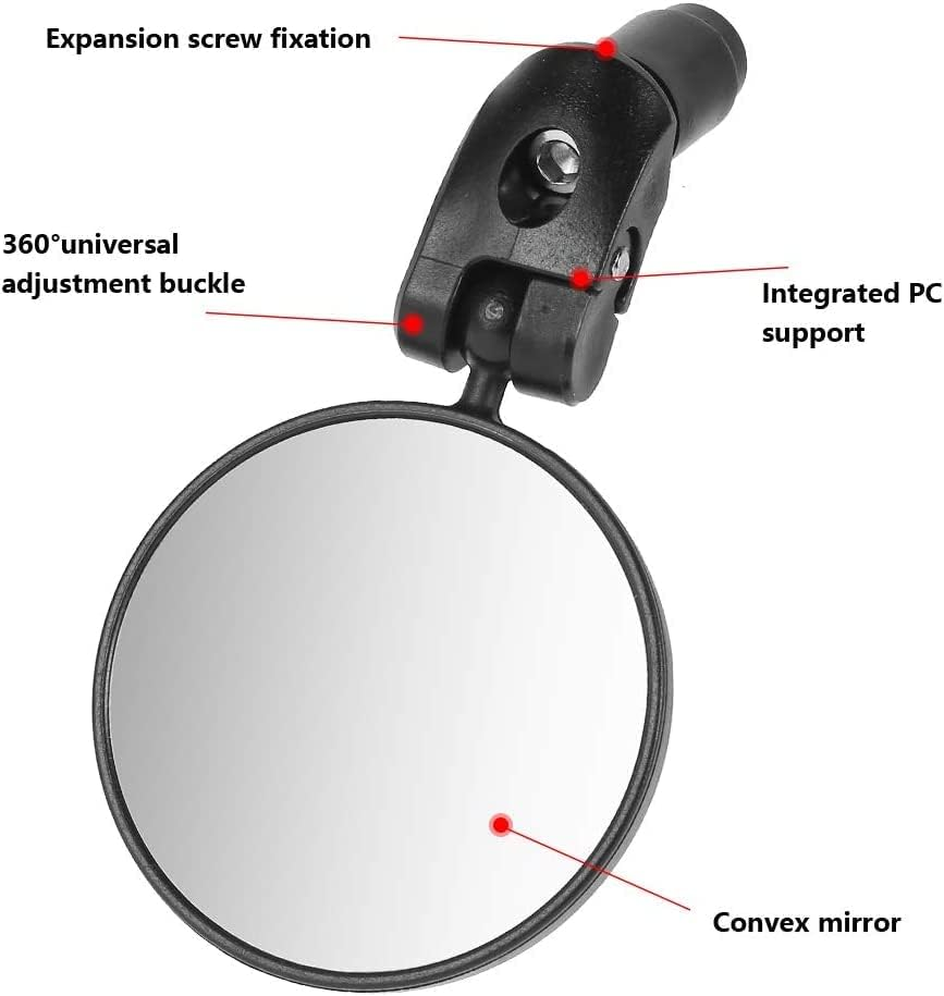2 PCS Bicycle Handlebar Mirrors,Bar End Bike Mirrors, Rotatable Bicycle Cycling Rear View Mirrors,Wide Angle Handlebar Rearview Mirror for Mountain Road Bike image number 4