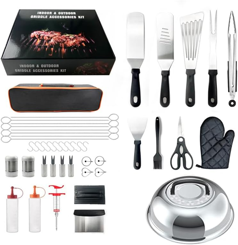 Barbecue Tool Set BBQ Tools Set 45Pcs Griddle Accessories Kit, Stainless Steel BBQ Accessories Complete BBQ Set Gift, Barbecue Accessories Professional Griddle Spatula Set,Bbq Gifts for Men Women image number 3