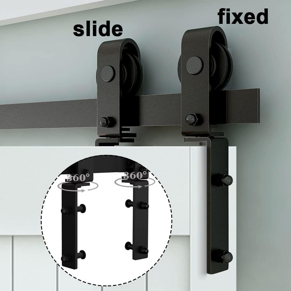 LTIYITL 5FT Bi-Folding Sliding Barn Door Hardware,Smoothly and Quietly-Heavy Duty -Simple and Easy to Install for 4 Doors Hardware Kit-Basic''J''[No Door],Black image number 4