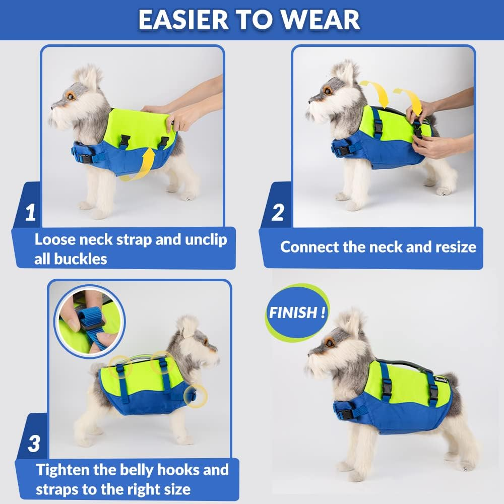 Slowton Dog Life Jacket, Adjustable Dog Life Vest with Reflective Rescue Handle, Pet Safety Flotation Vest for Swimming Boating Pool Beach image number 4