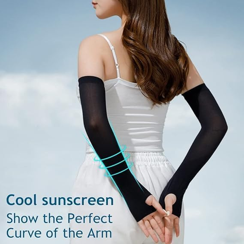 Thumb - Hole Cooling Compression UV - Protected Arm Sleeves for Men and Women for Outdoor Sports image number 3