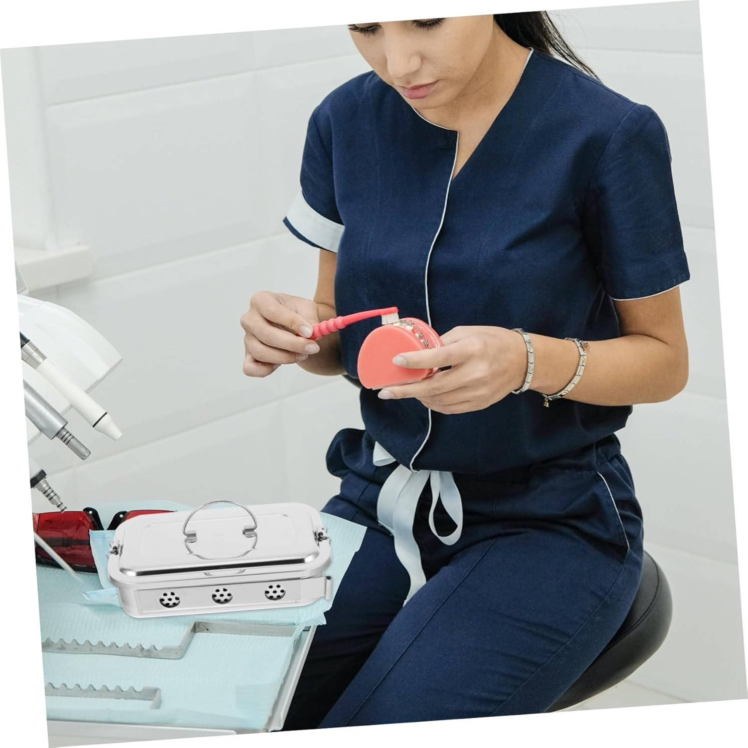 Box Stainless Steel Tray Holes and Lid for Tools Medical Storage Case for Lab Doctor Tool Organizer For