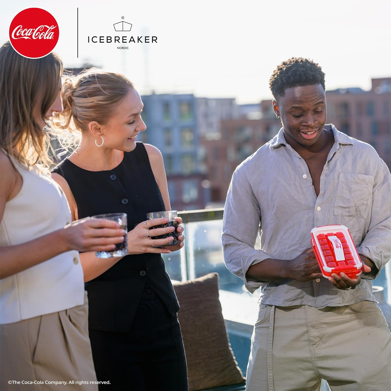 Icebreaker Nordic POP Ice Cube Tray with Lid and Coca-Cola&reg; Design - NO Spill Ice Cube Trays for Freezer - NO Touch Trays for Freezer with Lid - Make and Serve 18 Ice Cube without Touching the Ice - Pale Lemon image number 3