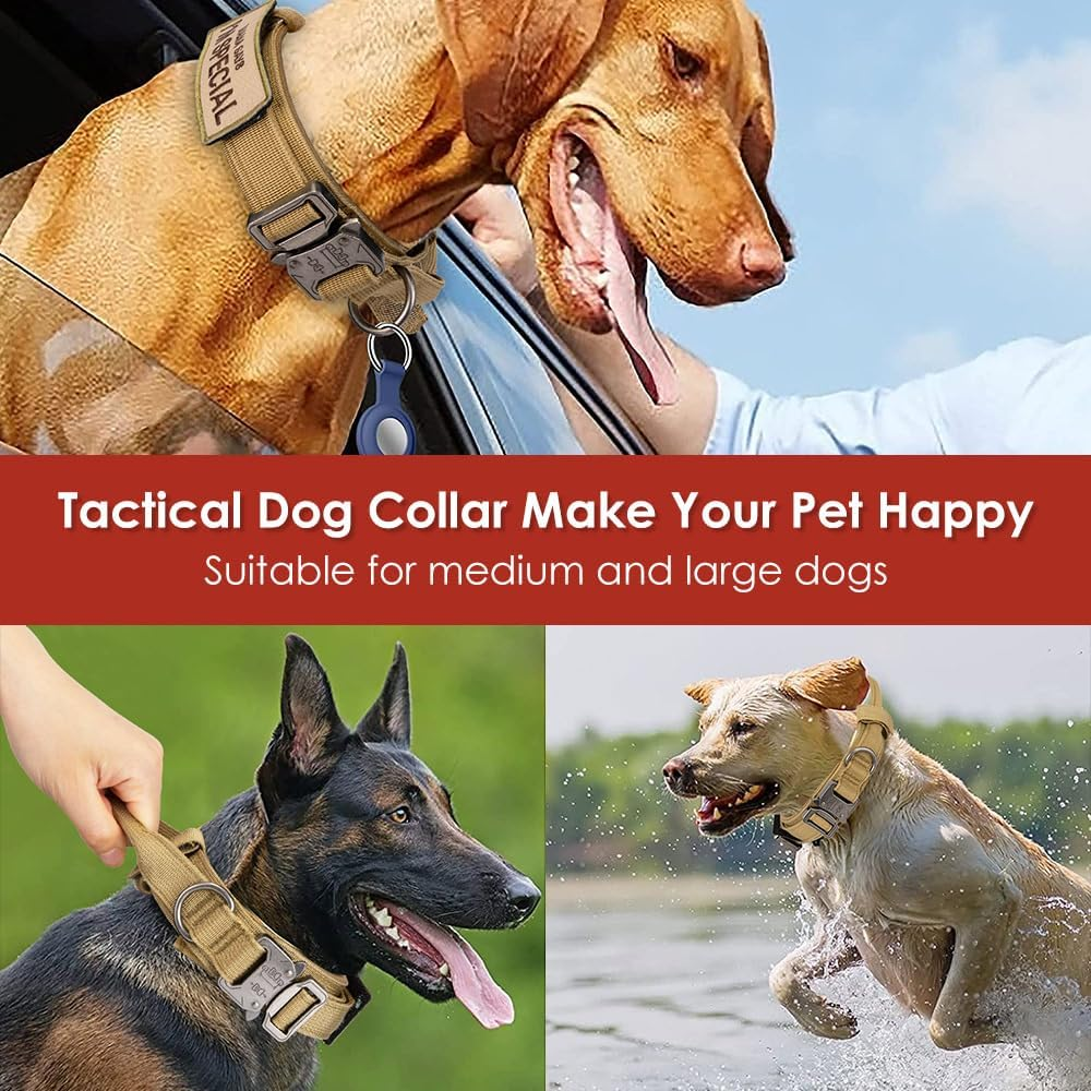 AUTOWT Tactical Dog Collar, Adjustable Military Training Nylon Dog Collar with Breathable Soft Padded, Thick Pet Collars Heavy Duty Metal Buckle with Handle for Small Medium Large Dogs Walking image number 6