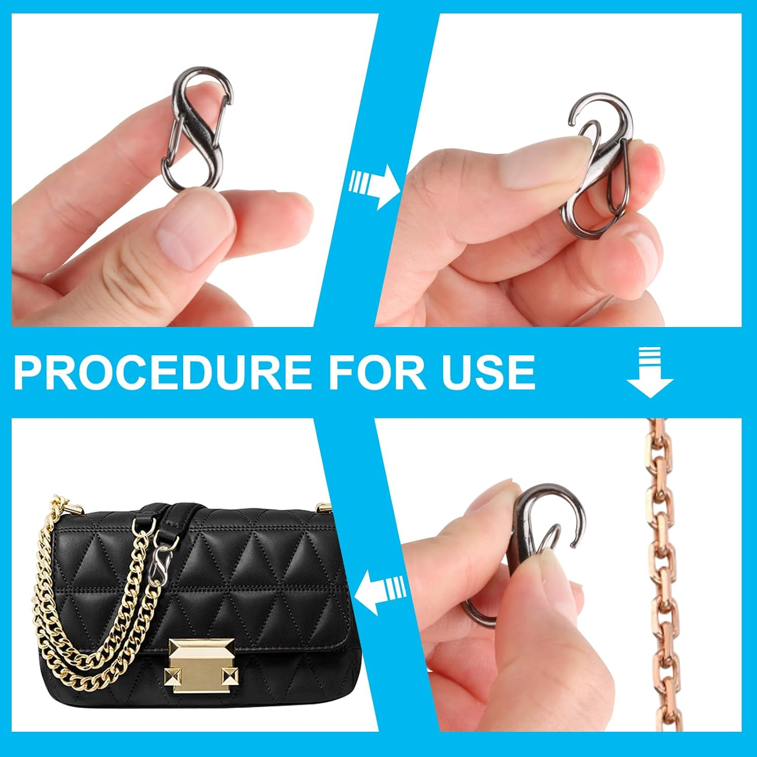 Ozessence 24 Pcs Zipper Clips anti Theft, Double Head Alloy Zipper Theft Lock Secure Your Luggage, Backpack & Travel Gear, anti Theft Clips for Adventure Travel(Black Silver Gold) image number 5