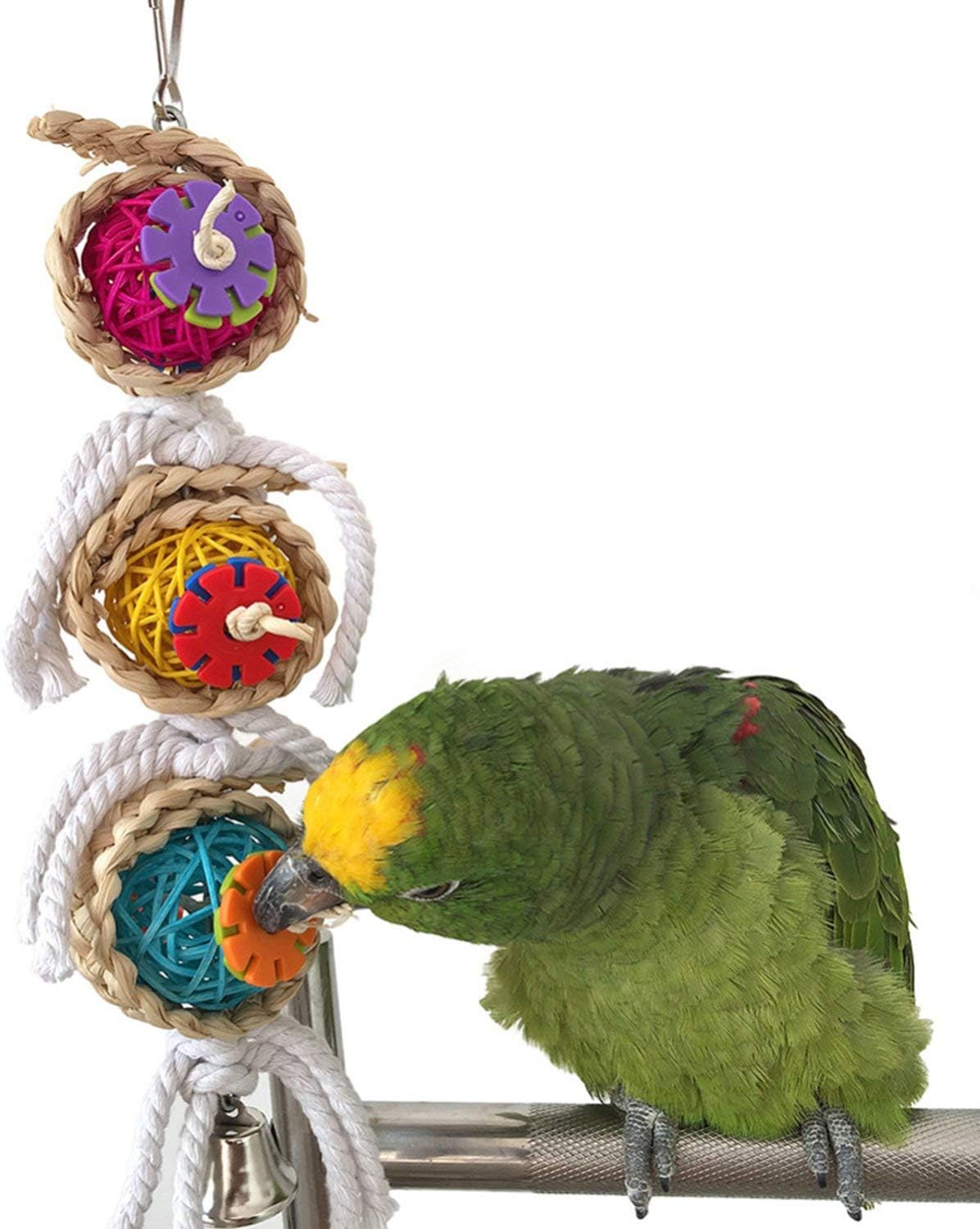 RYPET Parrot Perch Rough-Surfaced - Quartz Sands Bird Cage Perches for Medium to Large Bird, U Shape Large