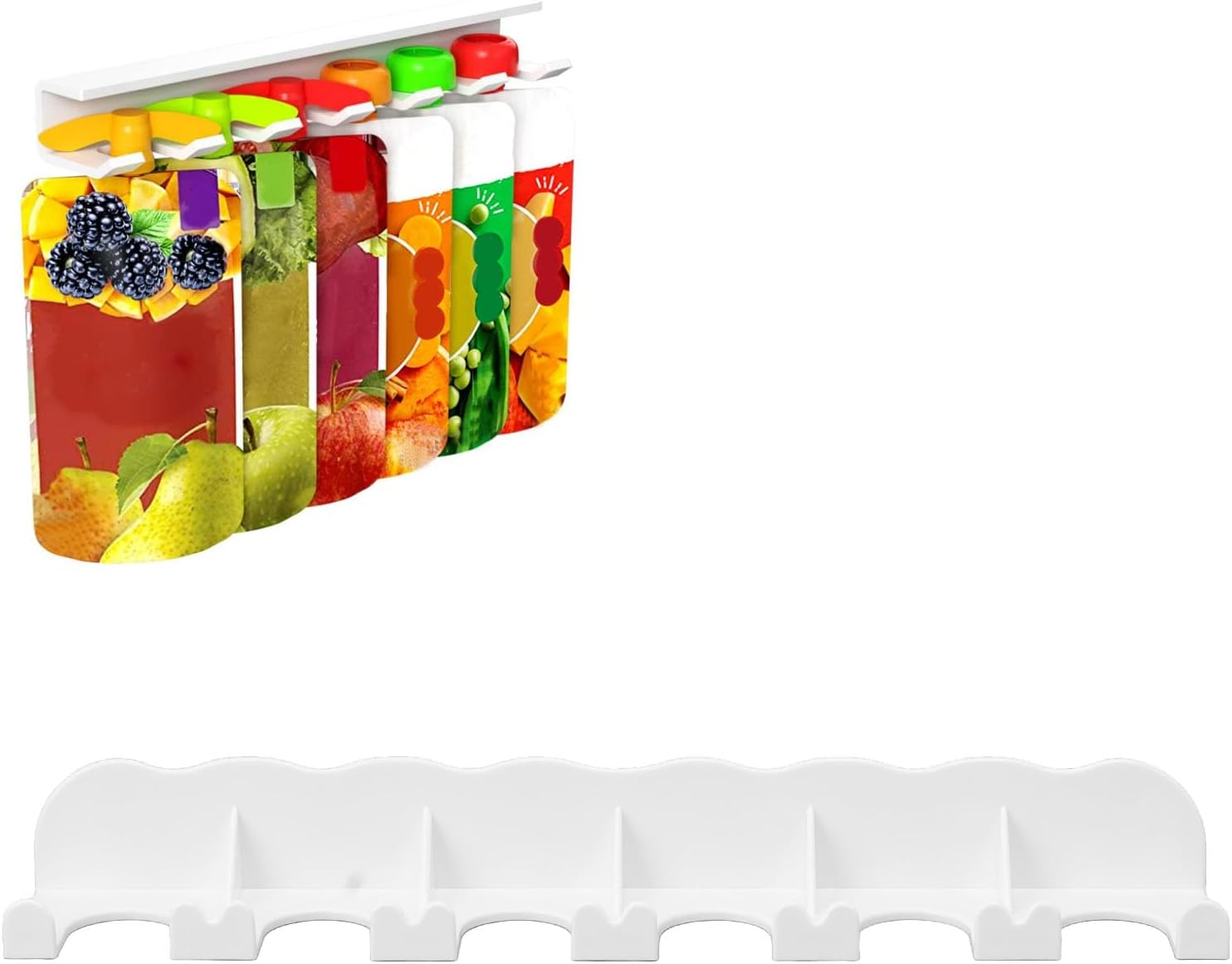 Food Pouch Hanger, Baby Food Pouch Holder with Nanogel, Food Pouch Organizer for Fridge, Kitchen Storeroom, Cabinet, Peel and Stick Storage for Yogurt, Applesauce, Baby Food image number 5