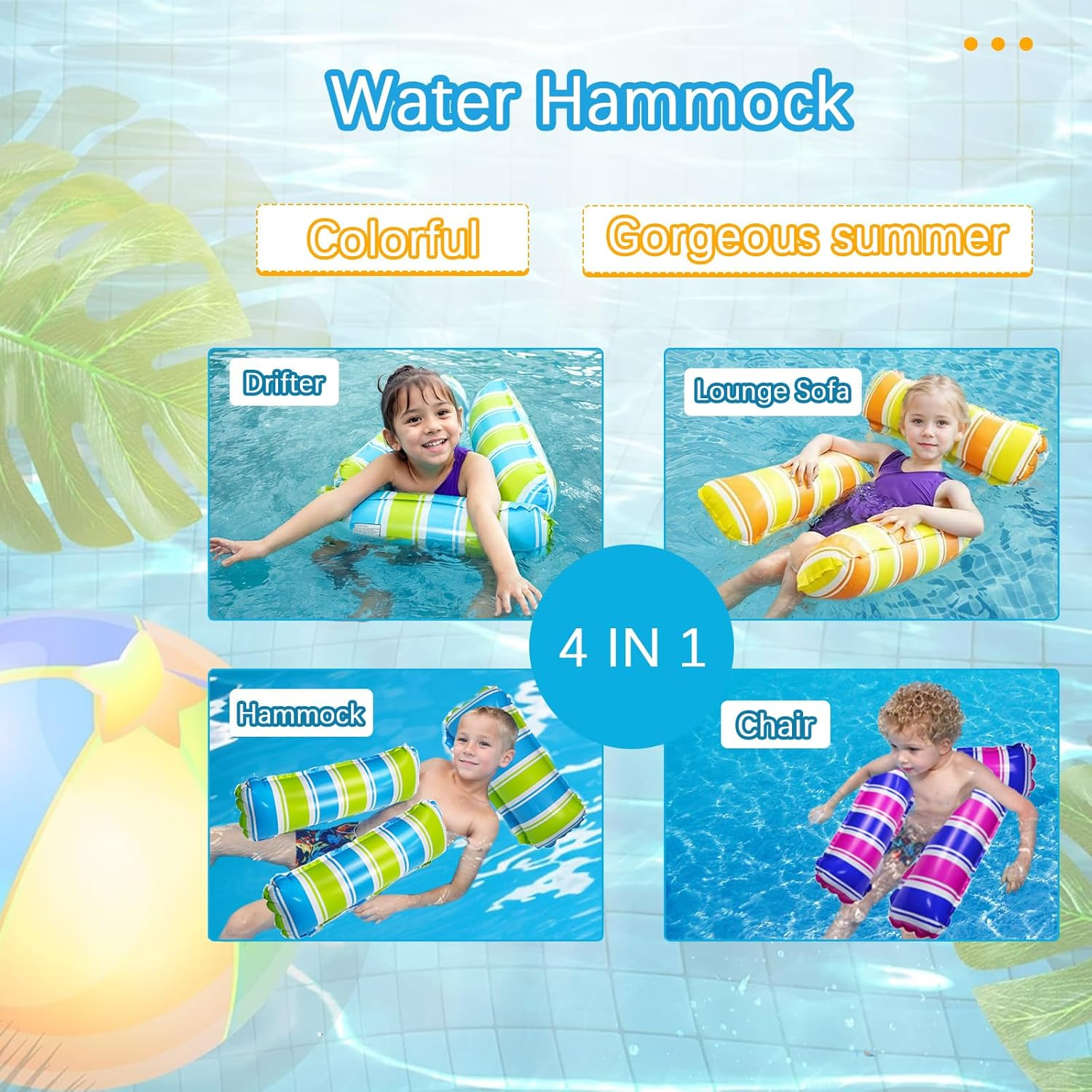 Pool Floats, Inflatable Swimming Pool Floats for Adults and Teenagers, Suitable for Play in Safe Water Areas Such as Pools, Vacations, Beaches and Lakes image number 4