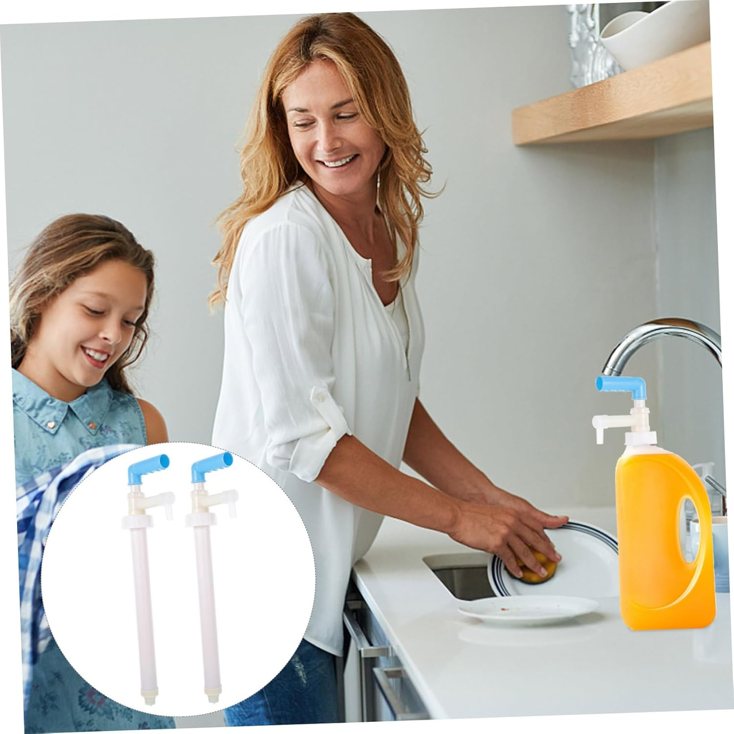 PRETYZOOM 20L Chemical Bucket Hand Pump Liquid Dispenser Set of 2 Manual Plastic Fluid Pump for Household and Industrial Use image number 5