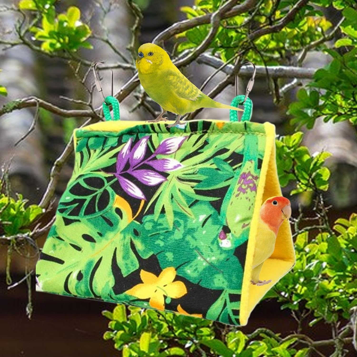 Bird Bed | Bird Hut Hammock Sleeping Bed | Warm Snuggle Tent for Pet Lovebirds Cockatiel Cockatoo African Grey Finch Conure Macaw Parakeet image number 2