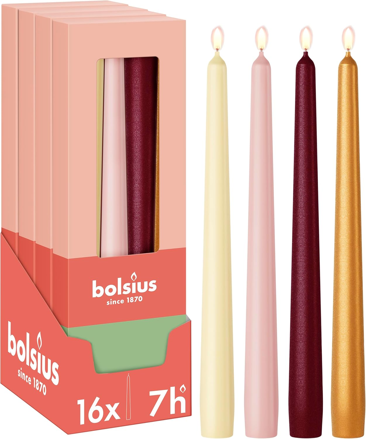 Bolsius Smooth Tapered Candles - Set of 16 - Haptic Luxury - Decorative Household Candles - Length Burning Time - Unscented - Natural Plant Wax - without Palm Oil image number 4