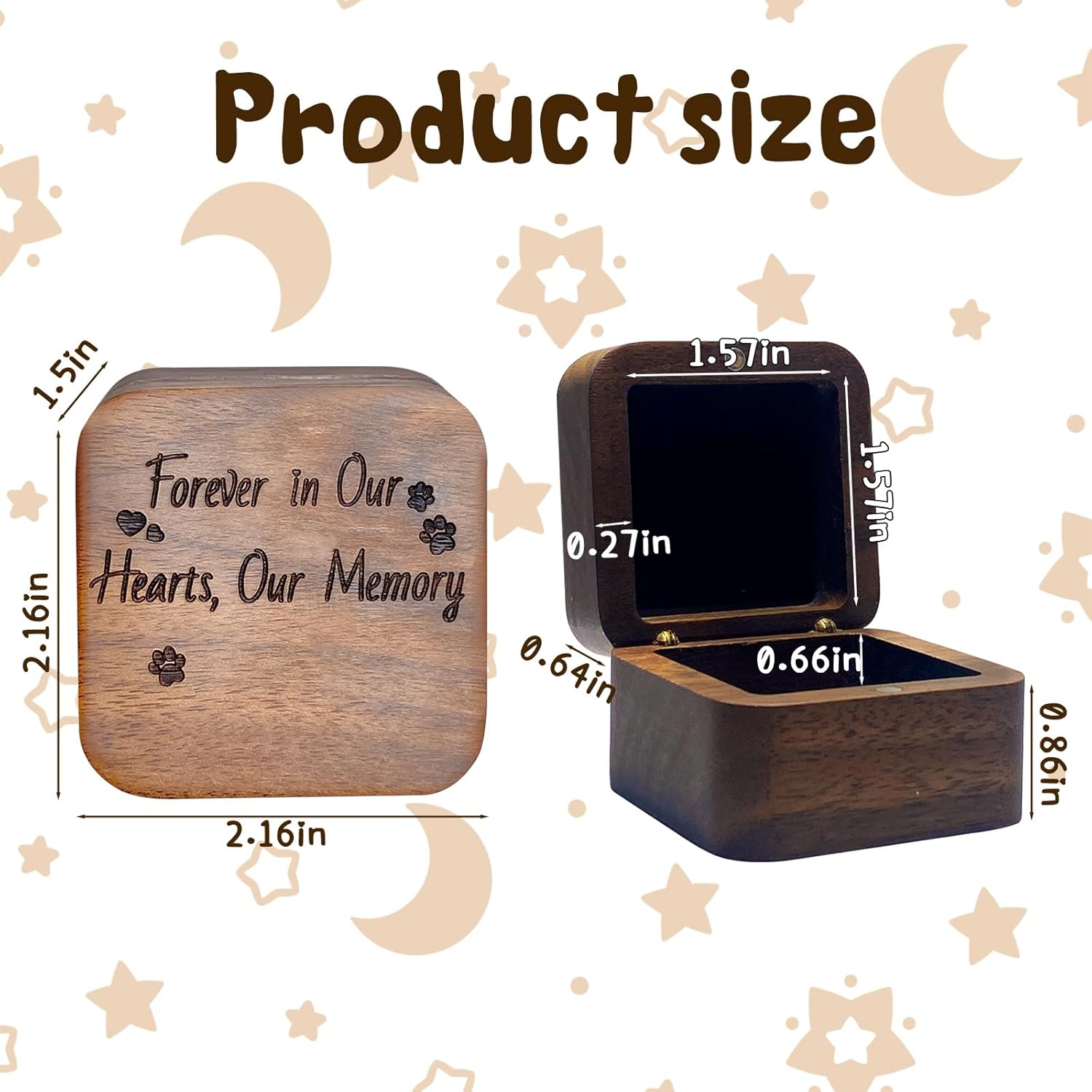 WINUSD Walnut Wood Pet Hair Keepsake Box, Memorial Gift for Loss of Dog Cat, Small Pet Urns for Ashes, Pet Loss Sympathy Gift image number 1