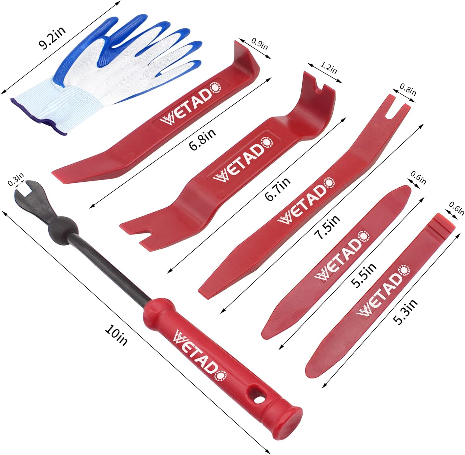 Wetado Auto Trim Removal Tool Set, 16 Pcs Auto Car Trim Tool Kit Plastic Pry Tool Kit for Car, Clip, Audio, Dashboards, Door Panel Window Molding Fastener Remover Tool Kit image number 3