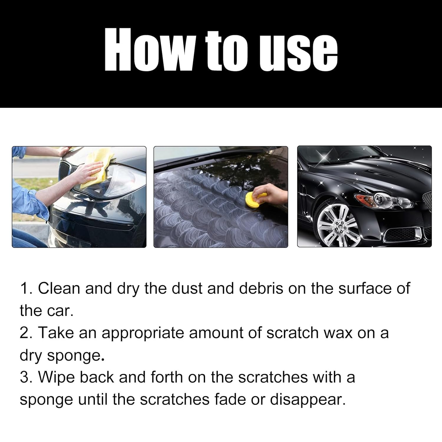 Scratch Remover Kit for Vehicles, 2025 Upgrade Car Scratch Remover Kit with Wipe Sponge Car Paint Scratch Repair Polishing Wax for Deep Scratches - 2 PC