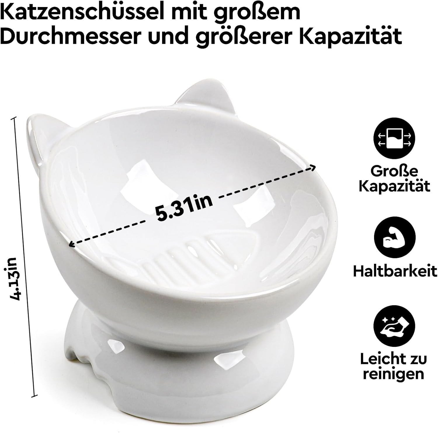 Ceramic Cat Feeding Bowl, Pack of 2 Cat Bowls, Ceramic Raised Cervical Protection, Cat Bowl, Cat Whiskers Allergies, Feeding Bowl Cat Raised image number 1