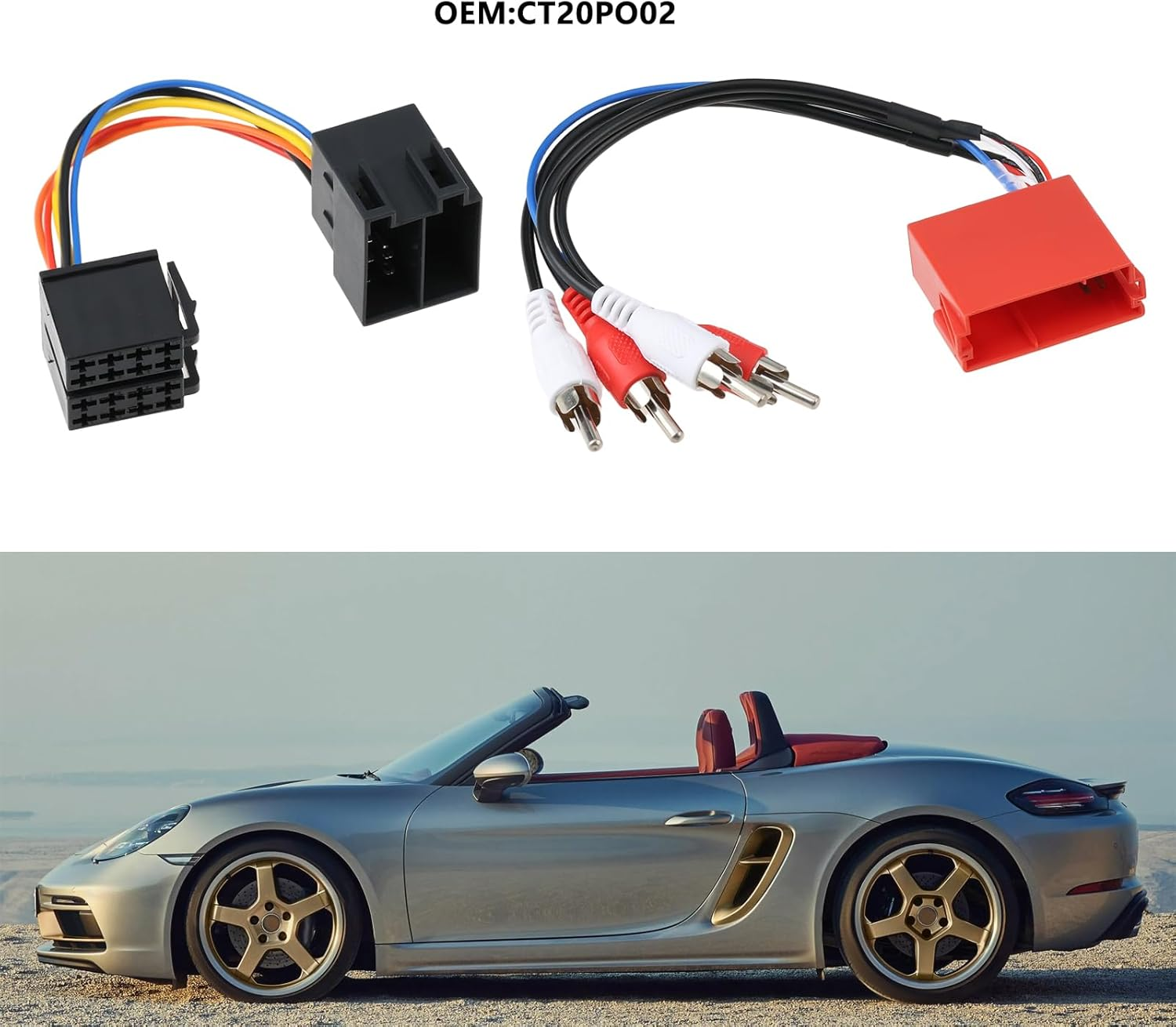Car Radio Amplified System to RCA Harness Adapter CT20PO02 Compatible with Porsche Boxster 1997-2002 image number 2
