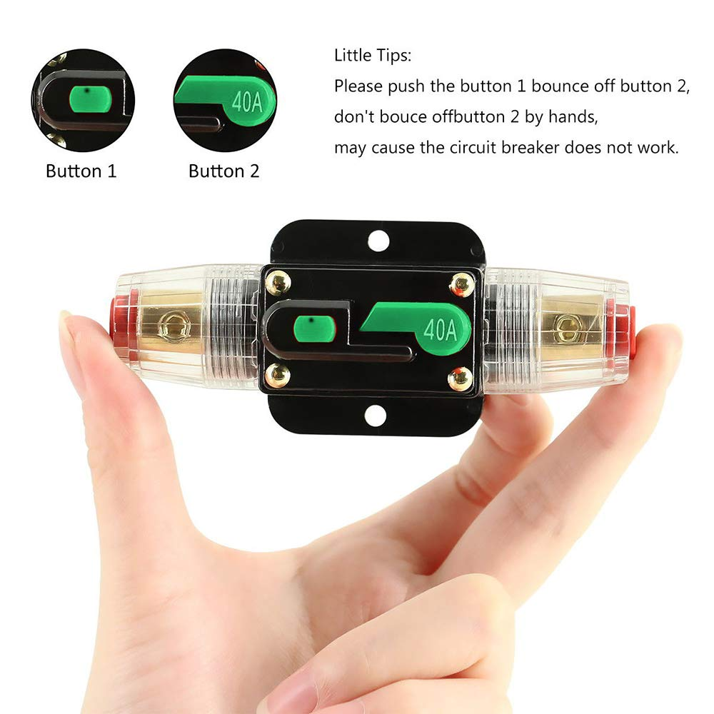 Auto Circuit Breaker,12V-48V DC Inline Auto Circuit Breaker Manual Reset Switch Automatic Fuse Holder Inline Fuse Block for Car Audio Solar Inverter System Protection 10X4X4CM (10A)