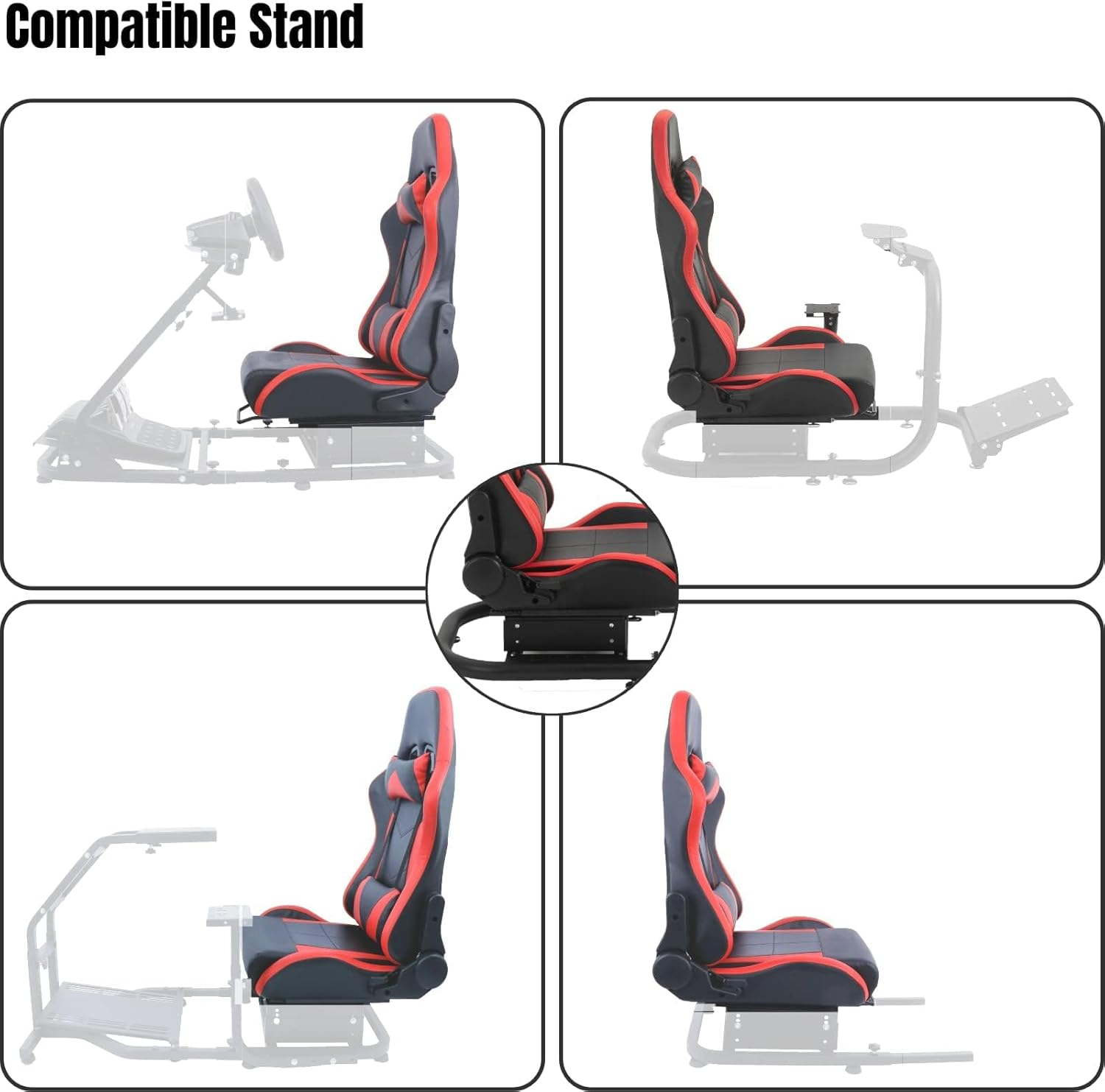 Dardoo Racing Seat with Double Lock Slip for Racing Wheel Stand Cloth Red with Installed Parts image number 1