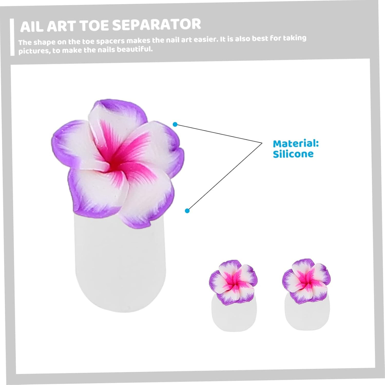 Minkissy Nail Polish Separator Toe Spacer 32Pcs Silicone Toe Separators for Pedicure Art