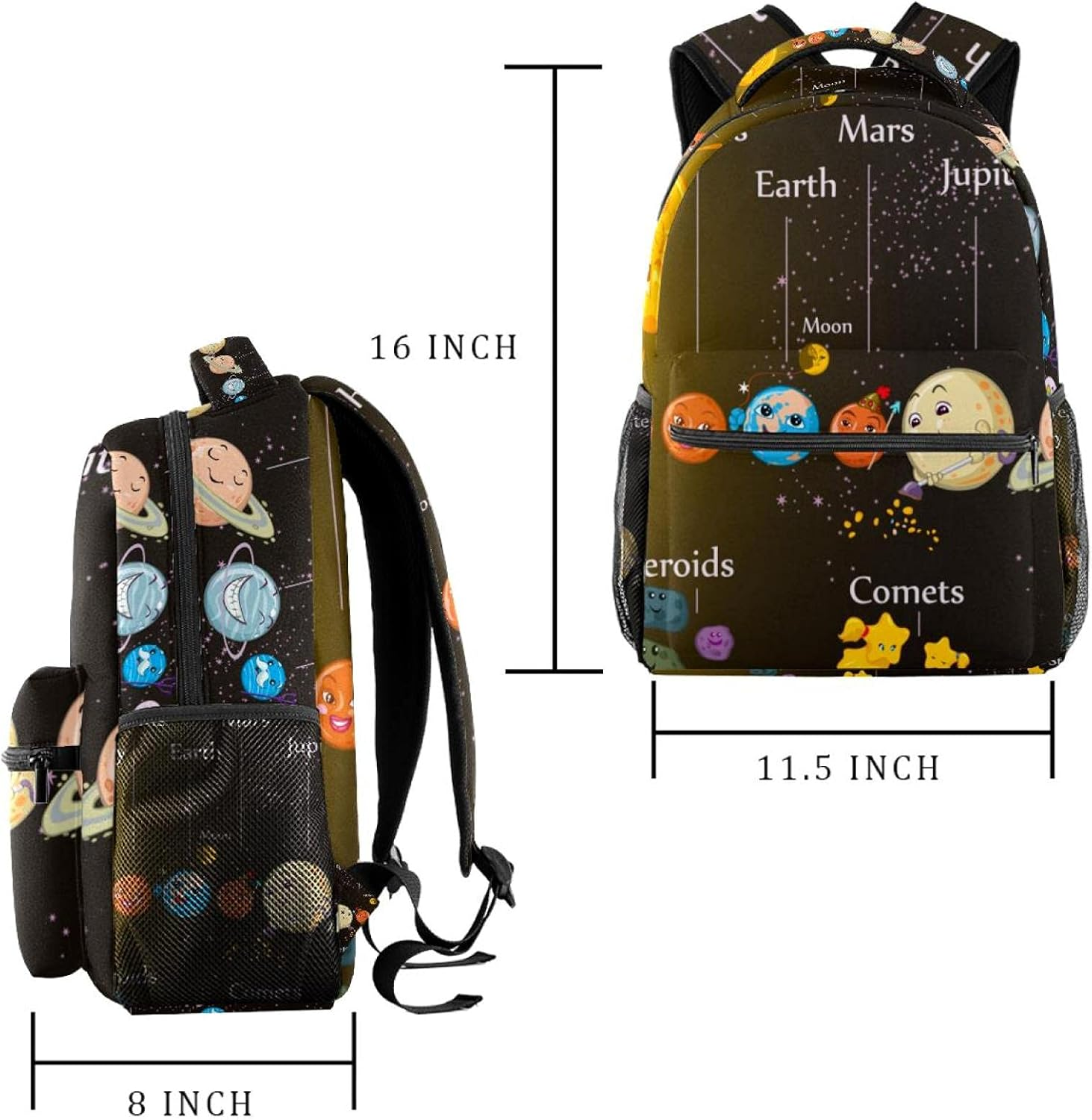 Children'S Solar System Backpack Students Shoulder Bags Travel Bag College School Tote Backpacks image number 3