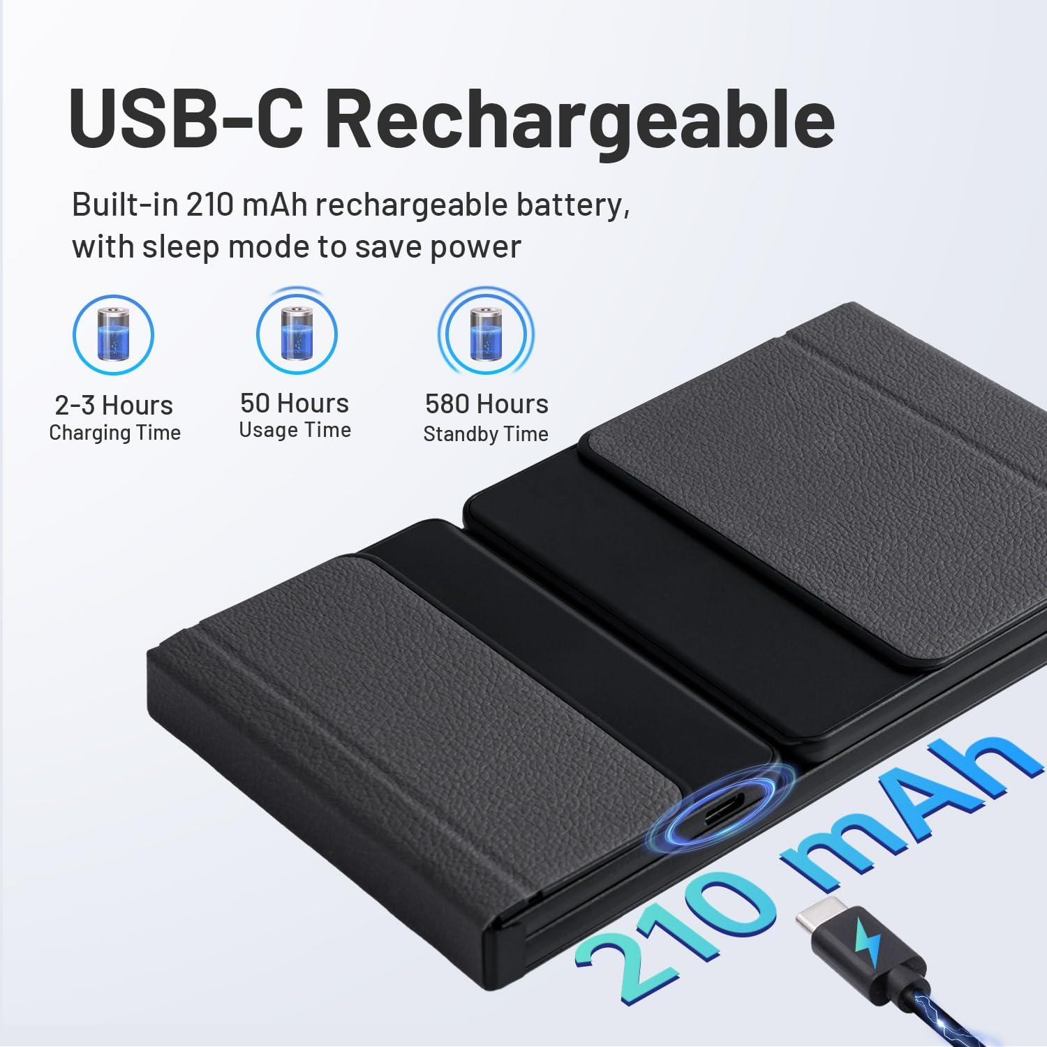 Mcbazel Foldable Bluetooth Keyboard with Touchpad & Numeric Keypad, Wireless Dual-Mode (Bluetooth 5.1 & 2.4G), Universal Compatibility,Premium PU Leather Design for Windows, Ios, Mac image number 4