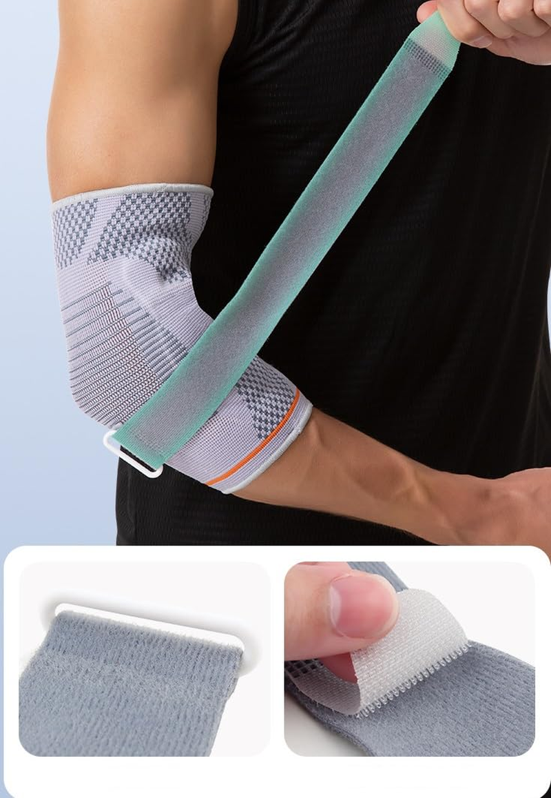 Venom Strapped Elbow Brace Compression Sleeve - Elastic Support for Tendonitis Pain Tennis Elbow Golfer'S Elbow Arthritis Bursitis Basketball Baseball Golf Lifting Sports Men Women (Grey, M -1 PC) image number 6
