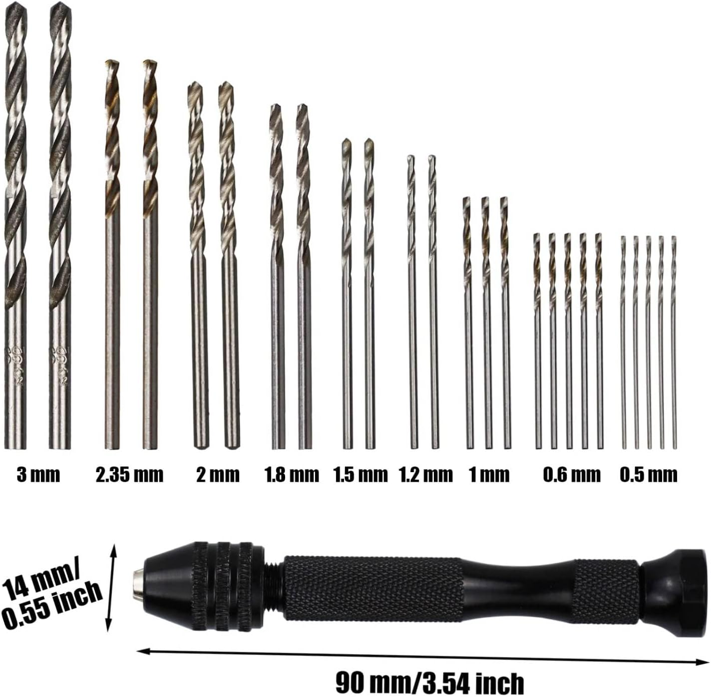 26-Piece Precision Pin Vise Hand Drill Set with Twist Drill Bits - Ideal for Craft Carving DIY, Woodworking, & Model Making(0.5-3Mm Drilling Bits) image number 6
