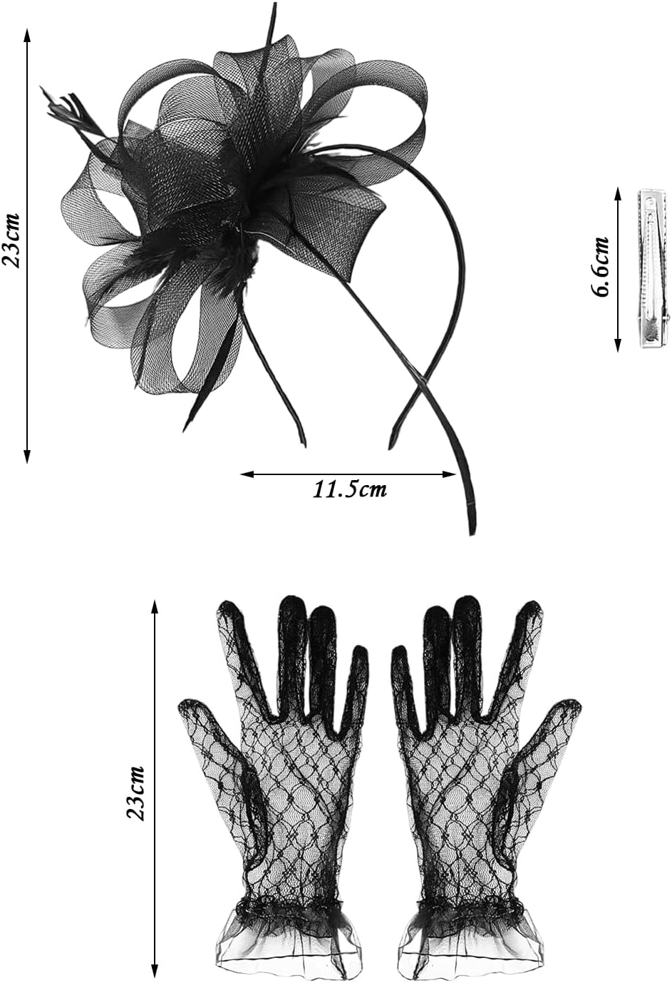 1 Headband, 1 Pair Gloves, Flower Headband, Prom Clothing Accessories, Banquet Mesh Gloves, Creative Hand Decorations.